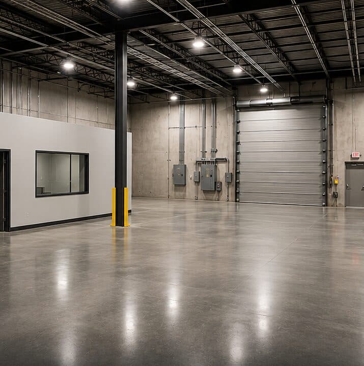 Warehouse improvement project with office build-out and sealed concrete floor